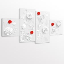 Set 4 Quadri su Tela Bianchi