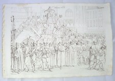 STAMPA ANTICA  DISEGNO STORIA VENEZIA COSTUME MODA SENATORI DIPINTO  BELLINI