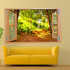 Adesivo arte parete estate finestra cabina legno sentiero foresta decalcomania murales poster QJ3