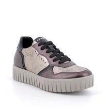 Sneakers IGI&CO scarpa sportiva donna MADE IN ITALY in fiore bottolato pelle bro