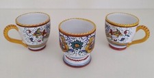 Ceramica Deruta Lotto 2 bicchieri con manico 1 coppa maioliche Raffaellesco