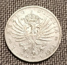 MONETA IN ARGENTO 1 LIRA AQUILA SABAUDA 1902 REGNO ITALIA