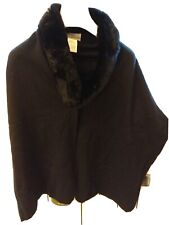 Scialle, sciarpa stola puro cashmere con vera pelliccia lapin/rex nero nuovo. 