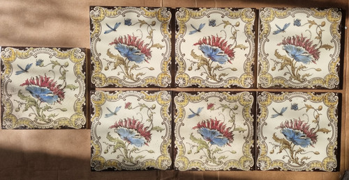 Piastrella camino design fiori - piastrella,