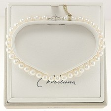 Bracciale MILUNA, Perle bianche vere  5-5,5 mm, fermezza in Oro bianco 18K