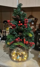 Albero Natale 50 cm Presepe Natività Pastori Terracotta 6 cm e Luci a batteria