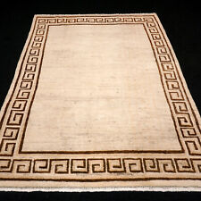 Tappeto orientale Nepal 235 x 173 cm Tibet beige design moderno annodato a mano carpet