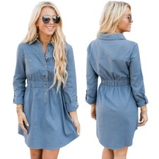 Mini abito donna sera vestito corto elegante sexy manica lunga camicia D222212