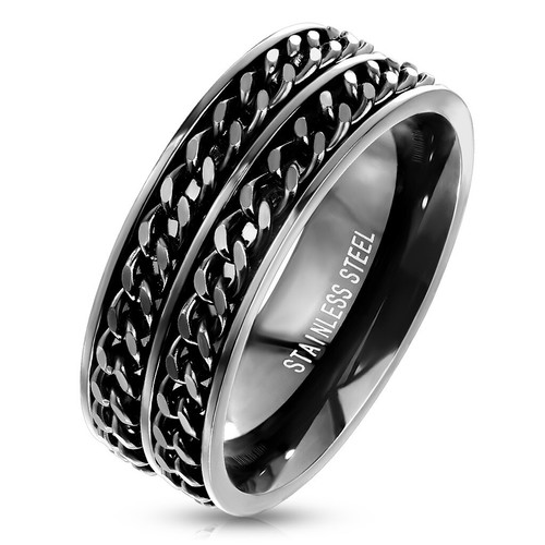 Anello uomo acciaio nero - uomo,