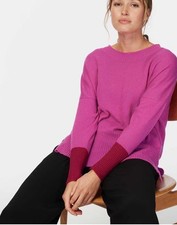 Maglione Brora rosa caramella cashmere garza colore blocco taglia S-M