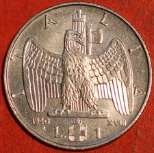 Italy 1 Lira 1940 XVIII