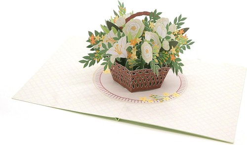 Bianco fiori pop card - 3d, pop-up