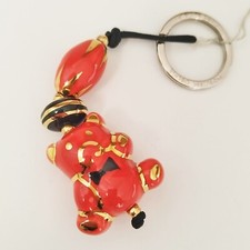 Portachiavi Noblesse Oblige orsetto con inserti in oro 18kt e ceramica smaltata