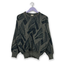 Maglione Angelo Litrico Vintage 15% lana a girocollo grigio geometrico - Taglia