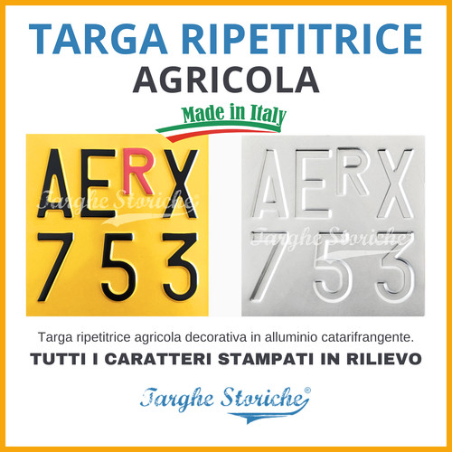 Targa gialla agricola replica - targa,