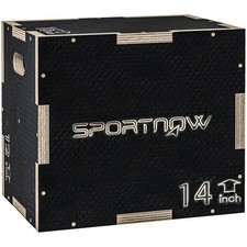 SPORTNOW Box Jump Pliometrico a 3 Altezze in Legno Antiscivolo 41-36-31cm Nero