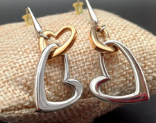STROILI ORECCHINI PENDENTI ACCIAIO CON CUORI BICOLORE