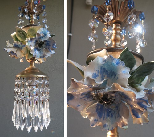Blue flower chandelier swag - blue,