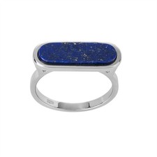 Silverly Anello Lapislazzuli Gemma Blu Forma Di Capsula Argento Sterling .925