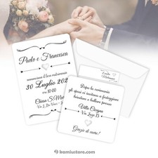 Partecipazioni Matrimonio “Wedding White” - Set completi da 25 - 50 -100