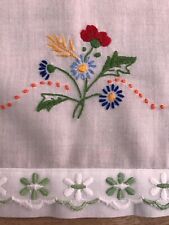 Tenda in tela di misto cotone Bianco & Ricami Fatti A Mano Papaveri Con Pizzo