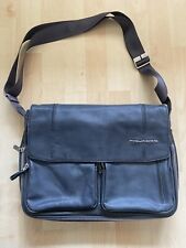 Piquadro Messenger Tracolla In Vera Pelle Grigio Antracite