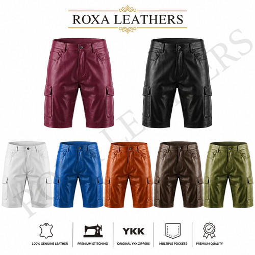 Pantaloncini cargo pelle uomo