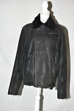 Giubbotto uomo biker vera pelle imbottito vintage Zara Tg L colletto removibile