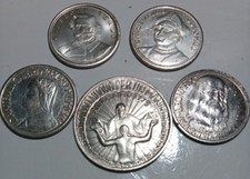 STOCK 5 MEDAGLIE COMMEMORATIVE, DANTE, VERDI, COLOMBO, LEONARDO, ANNO SANTO 1975