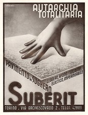 PUBBLICITA' 1940 SUBERIT PAVIMENTI IN SUGHERO AUTARCHIA TOTALITARIA TORINO 