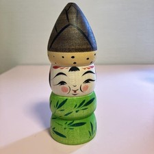 Bambola Kokeshi vintage in legno di Teruyuki Hiraga Bamboo shoot di circa 11 ...
