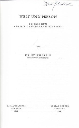 Edith stein mondo - stein, persona
