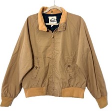 Vintage anni 80? Woolrich Harrington Bomber Giacca Uomo 44 Cachi Plaid Foderato Preppy