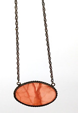 AGATA CORNIOLA ROSA ANTICO  - COLLANA D'EPOCA CON CIONDOLO OVALE PIETRA NATURALE