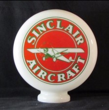 Eco Airmeter Sinclair Mini Globo Vetro Latte 9" 3" Base Pompa Gas Vintage