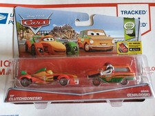 Disney Cars Confezione 2 RIP CLUTCHGONESKI & BRIANGEARLOOSKI Capo Equipaggio Buona Card.