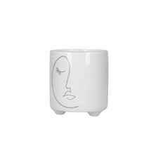 KitchenCraft Fioriera Dolomite Piante da Interno Vaso Disegno Viso Astratto Bianco/Grigio