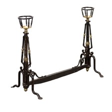 Alare da Camino Antico Ferro Battuto Europa XIX-XX Secolo Originale