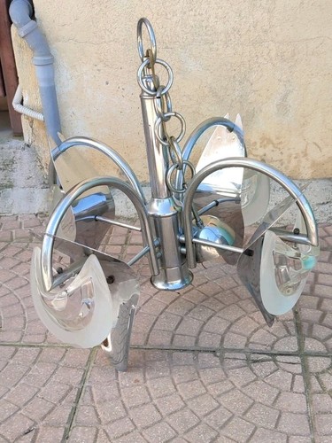 Lampadario metallo cromato - lampadario,
