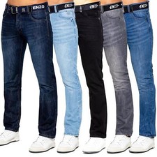 Jeans Enzo gamba dritta uomo regular fit cintura denim pantaloni taglie UK