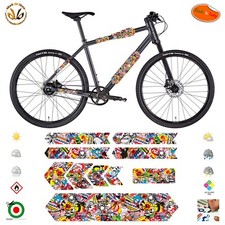 Kit adesivi sticker bomb sponsor skull strisce vinile telaio bici strada mtb 