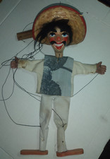 BURATTINO VINTAGE ART STRING DI PERSONAGGIO MESSICANO ORIGINALE