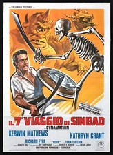 7° VIAGGIO DI SINBAD poster italiano Harryhausen Kerwin matematica stop motion E49