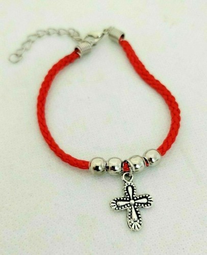Red rope christian bracelet - red,