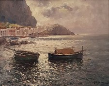 Guido Odierna (1913-91)-Olio Su Tela- Capri, L’Alba -Esposto Galleria Fogliato-