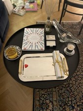 Tavolino da Caffè Rotondo Nero Soggiorno - 76 cm Legno