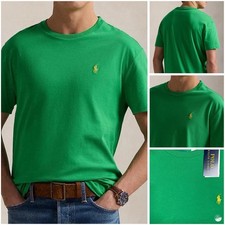 Polo Ralph Lauren media verde ricamato giallo t-shirt manica corta girocollo nuova
