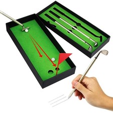 Golf Club Pen Set - Mini Desktop Putting Green Office Desk Games Gift