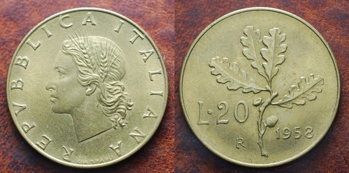 1958 italian republic lire - 20,