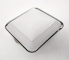 Plafoniera quadrata applique vetro Murano bianco bordo nero 27cm Vistosi (?)-640